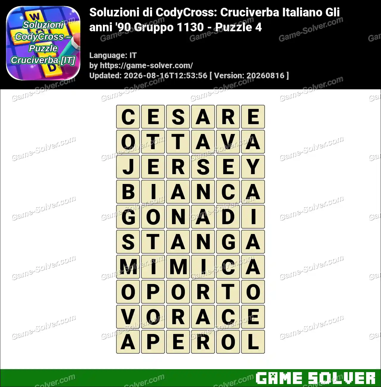 Soluzioni di CodyCross: Cruciverba Italiano Gli anni ’90 Gruppo 1130 – Puzzle 4